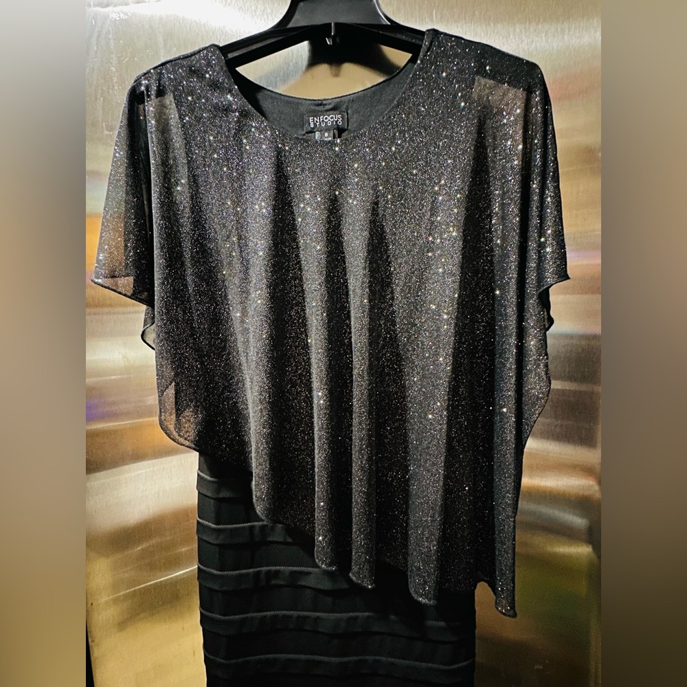 Enfocus Studio Black Sparkle Midi Dress